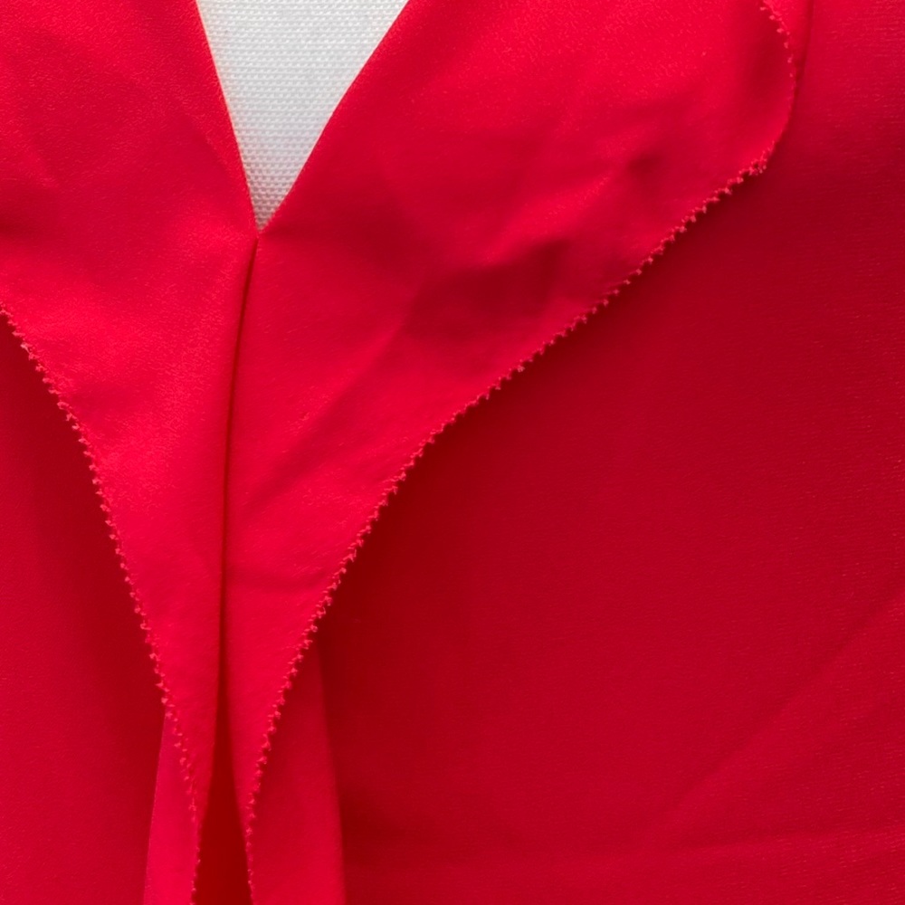 Bright Red Ruffle Blouse Top - Picture 7 of 8